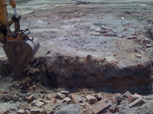 Excavator preparing for construction